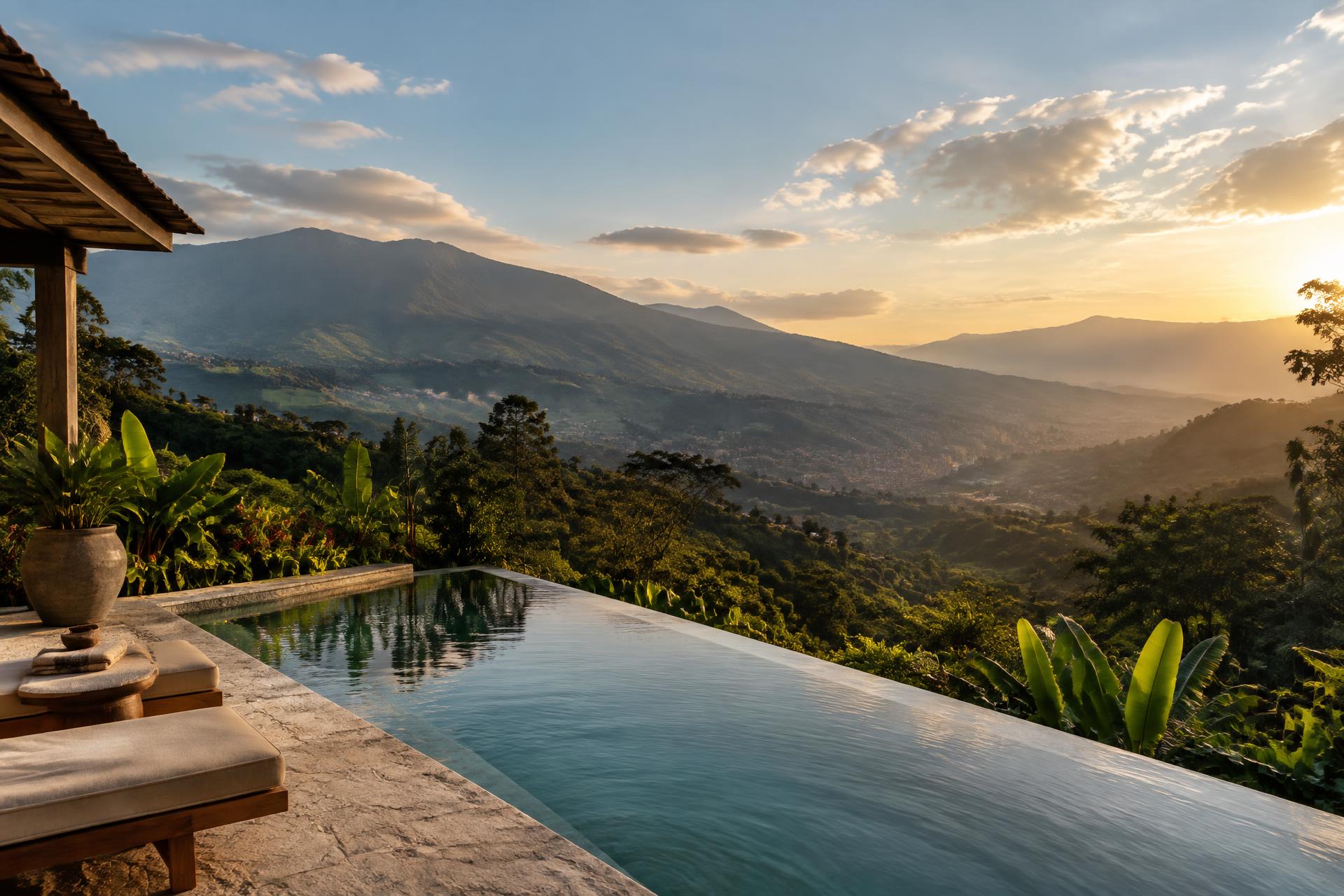Private hillside retreat overlooking Colombia's green mountains