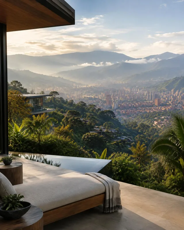 Medellín valley viewed from a private hillside residence